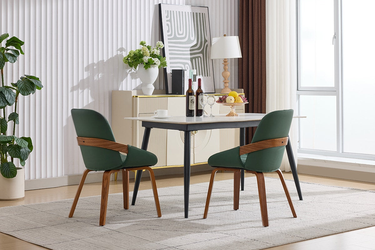 Set of 2 Shangri-La Macarro Faux Leather Dining Chairs (Green)