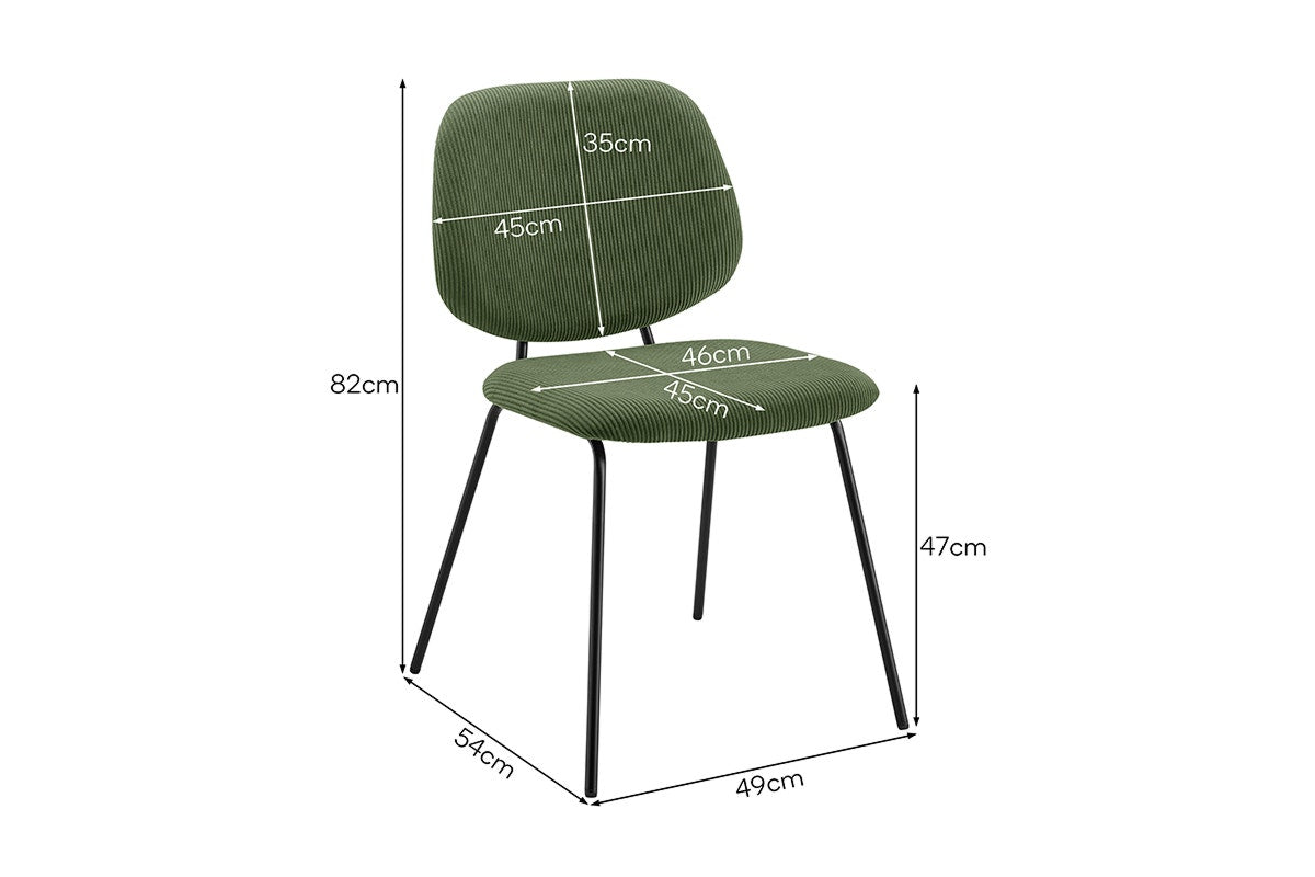 Set of 4 Shangri-La Mullion Corduroy Dining Chairs (Green)
