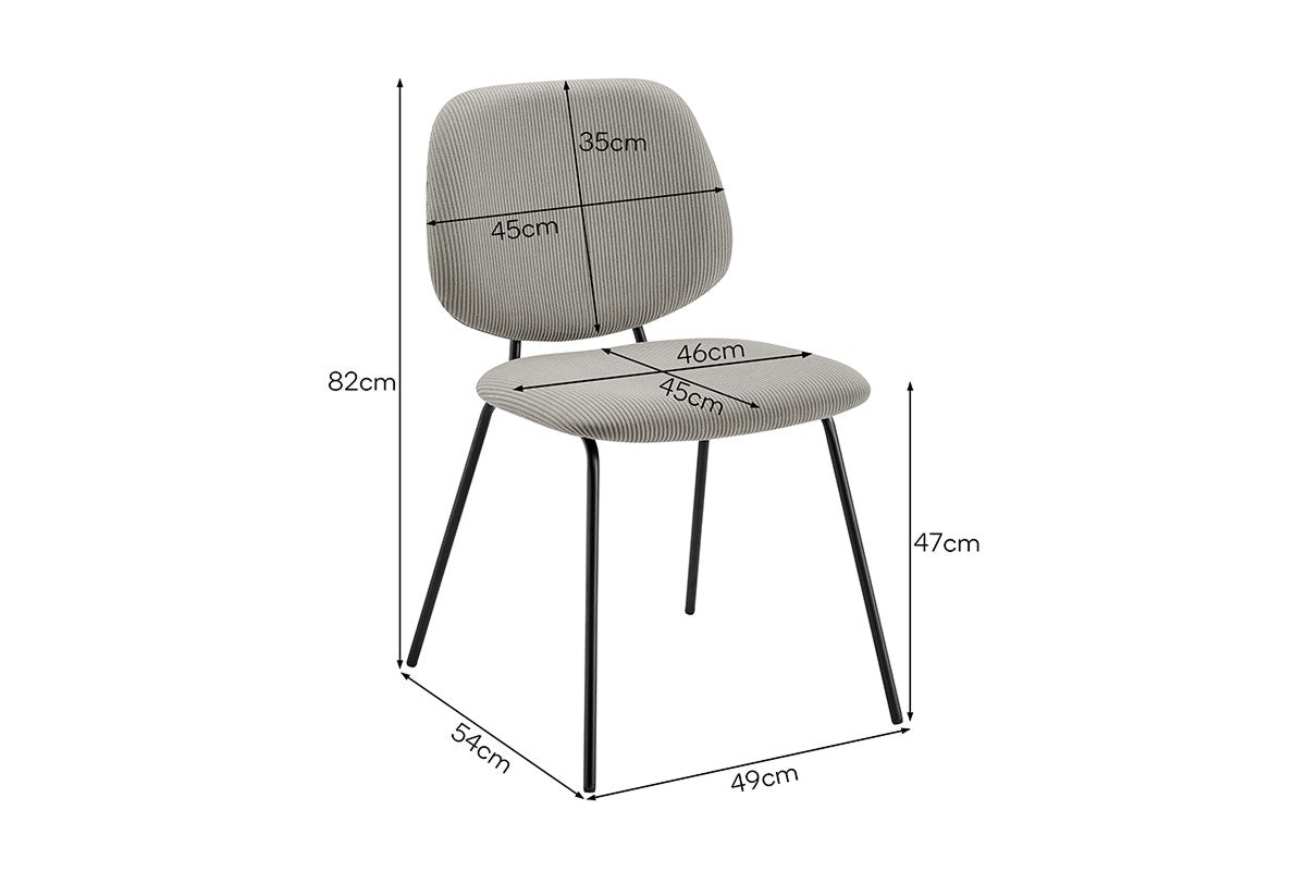 Set of 4 Shangri-La Mullion Corduroy Dining Chairs (Grey)