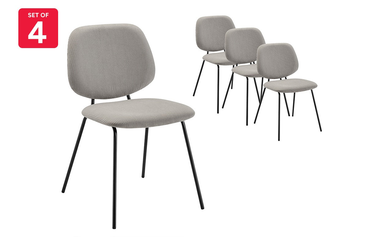 Set of 4 Shangri-La Mullion Corduroy Dining Chairs (Grey)