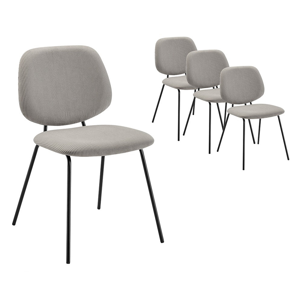 Set of 4 Shangri-La Mullion Corduroy Dining Chairs (Grey)