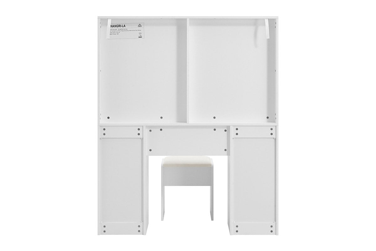Shangri-La 2 Piece Napa Dressing Table and Stool Set (White)