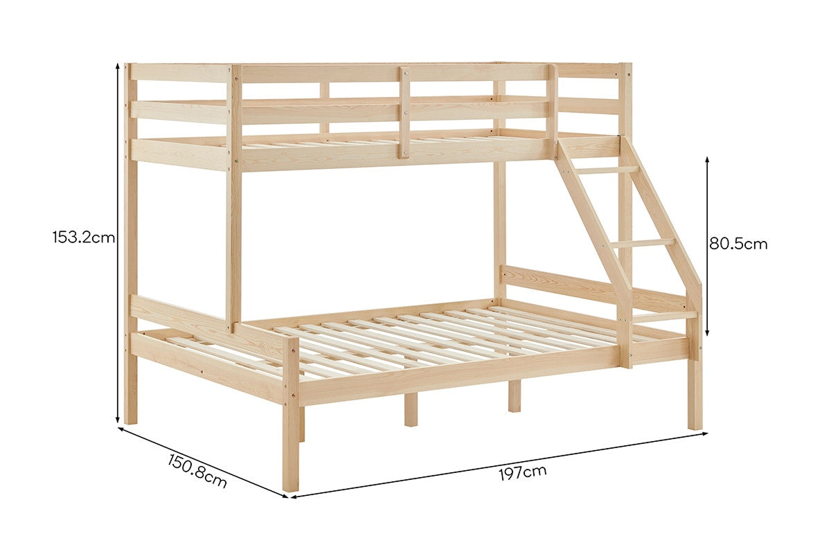 Shangri-La Pasadena Single Over Double Bunk Bed (Natural)