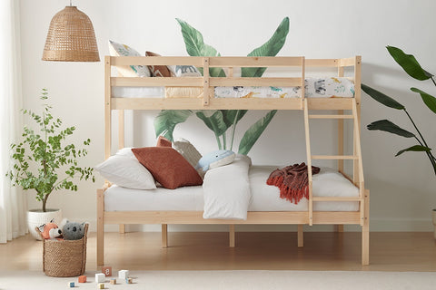 Shangri-La Pasadena Single Over Double Bunk Bed (Natural)