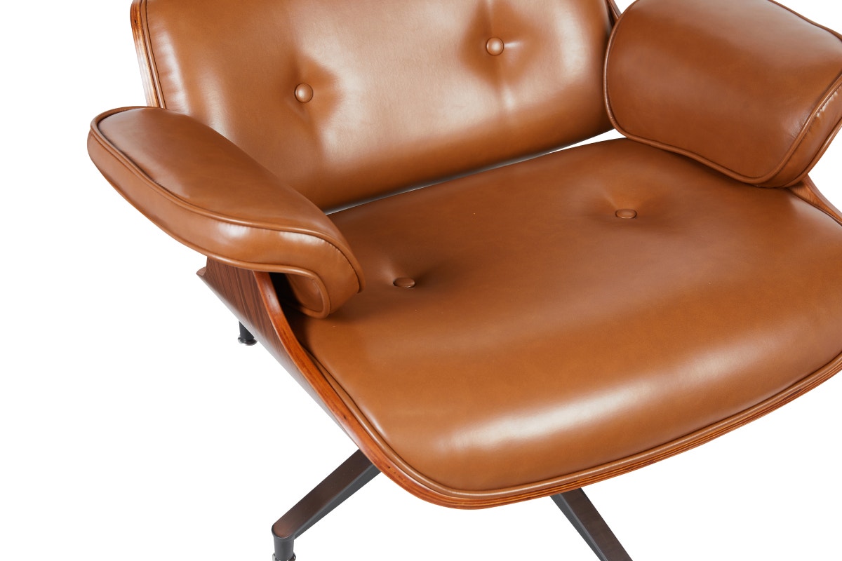 Shangri-La Eames Replica Lounge Chair and Ottoman (Tan/Walnut)