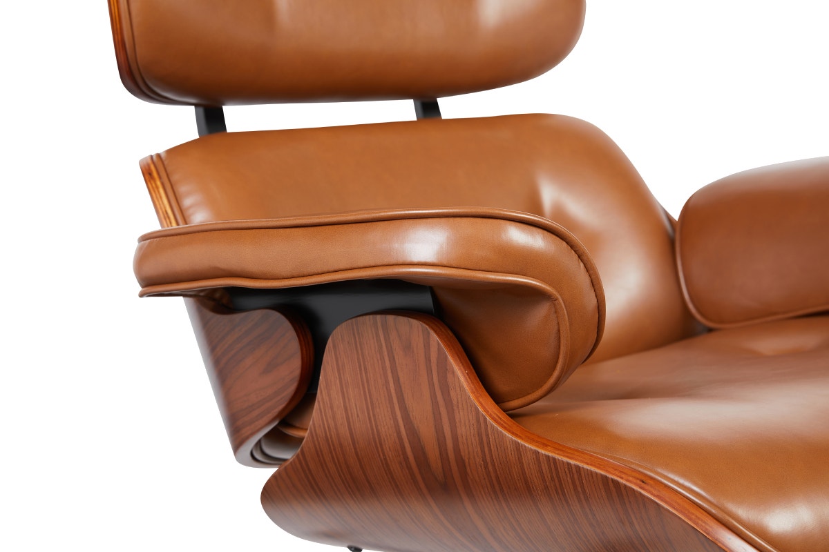 Shangri-La Eames Replica Lounge Chair and Ottoman (Tan/Walnut)