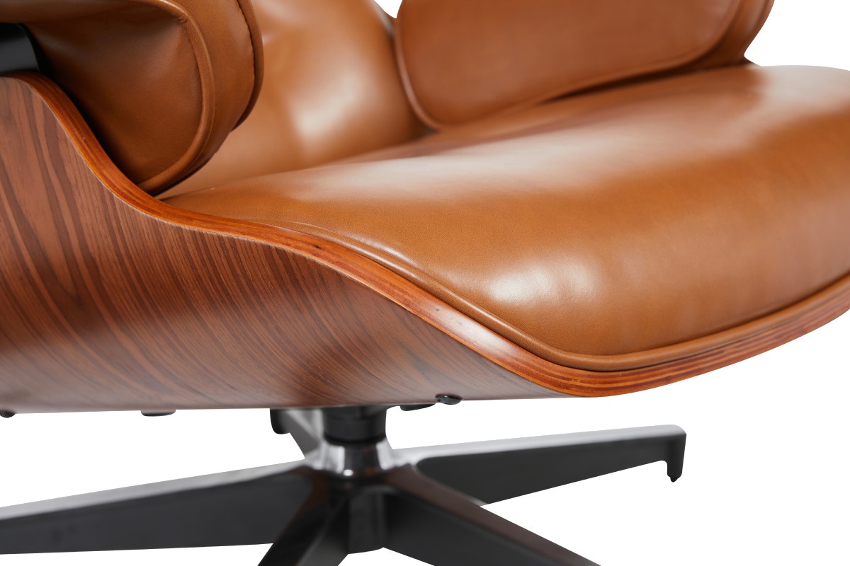 Shangri-La Eames Replica Lounge Chair and Ottoman (Tan/Walnut)