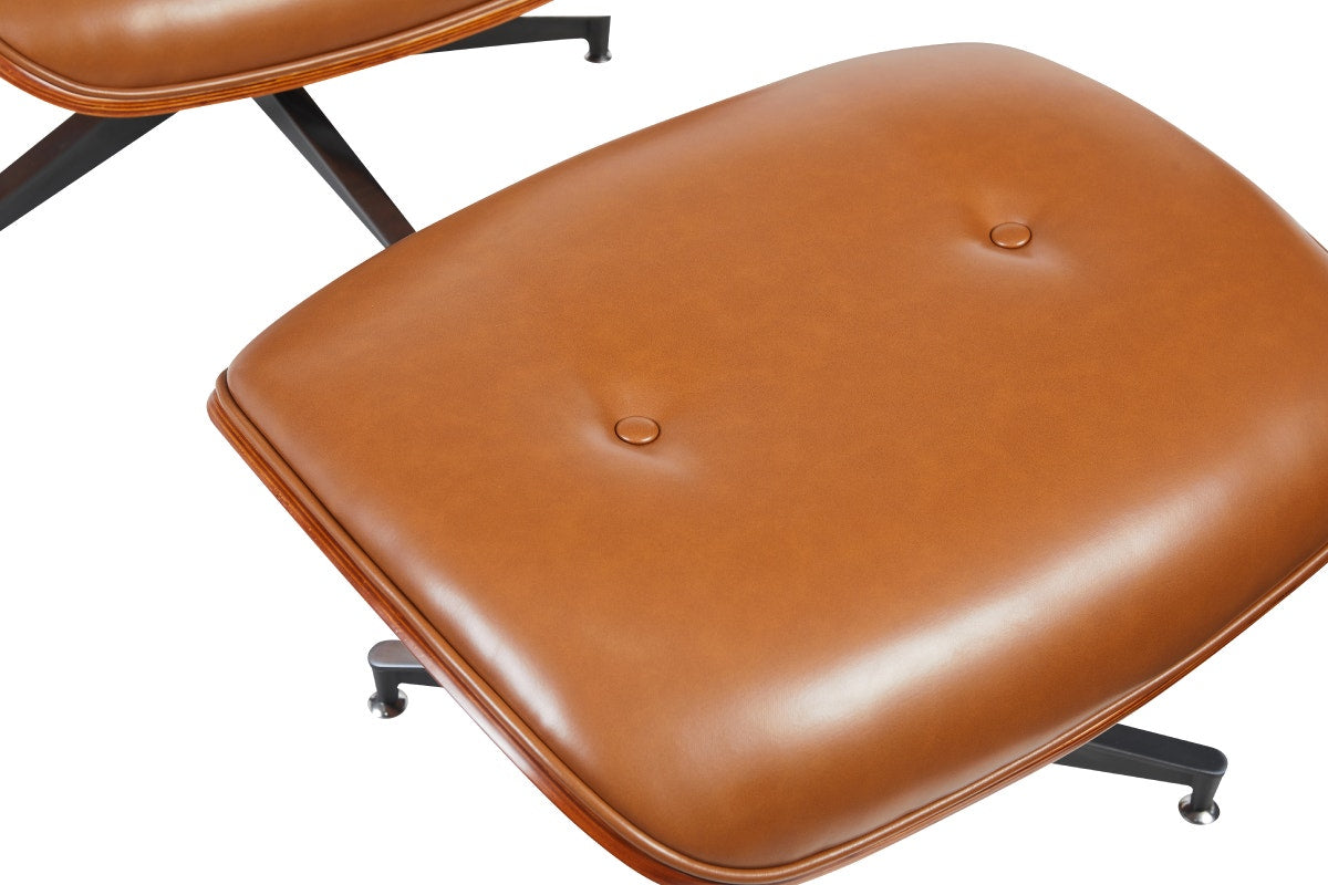 Shangri-La Eames Replica Lounge Chair and Ottoman (Tan/Walnut)