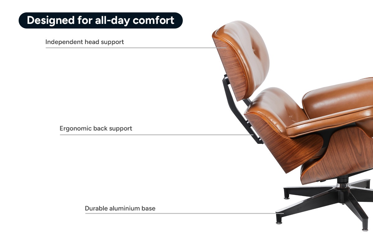 Shangri-La Eames Replica Lounge Chair and Ottoman (Tan/Walnut)