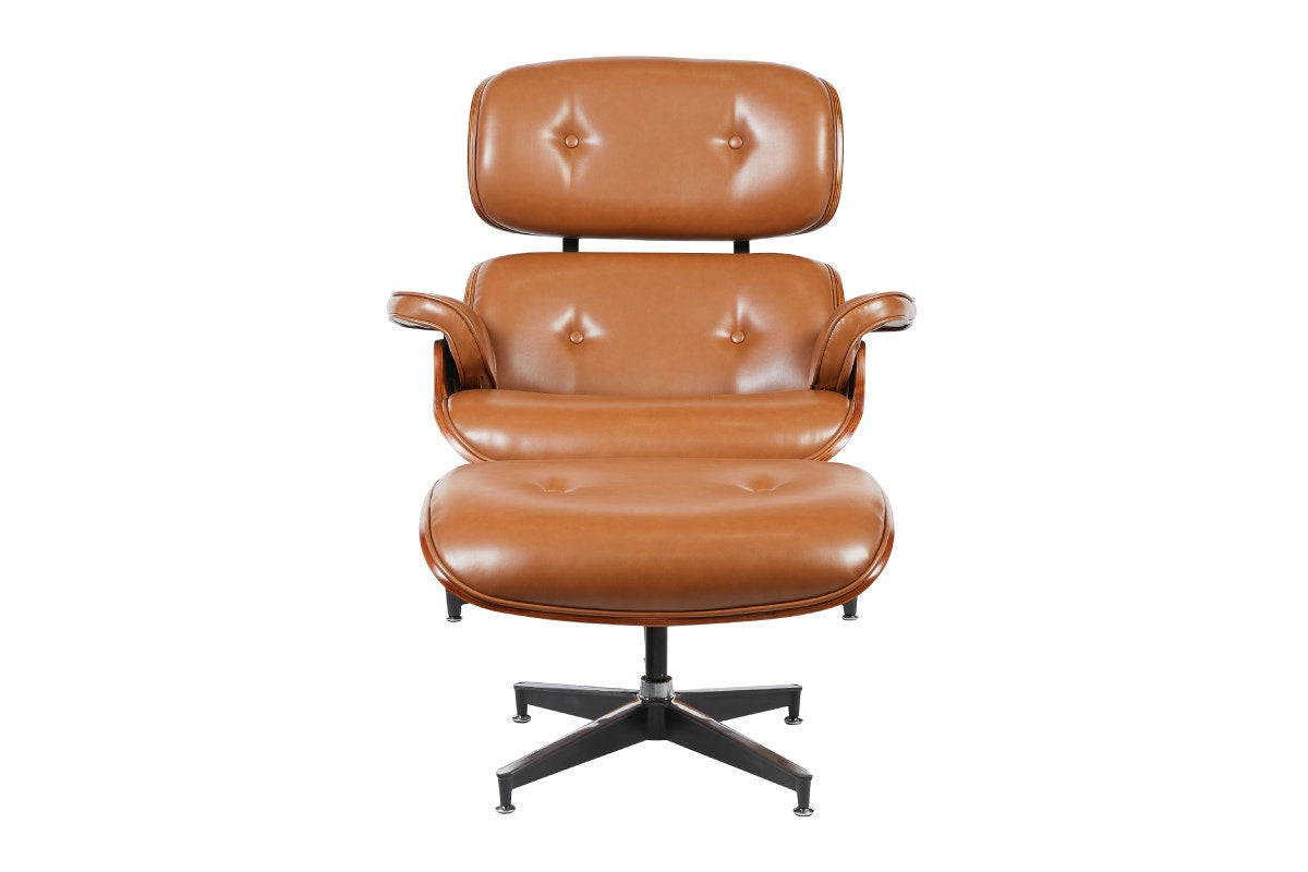 Shangri-La Eames Replica Lounge Chair and Ottoman (Tan/Walnut)