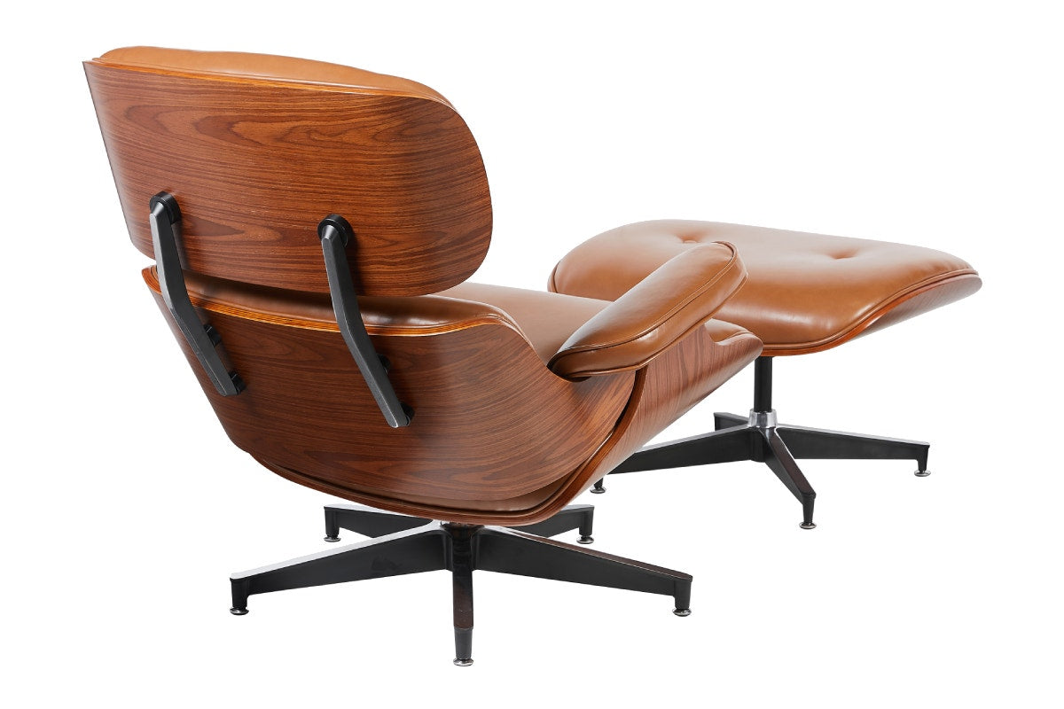 Shangri-La Eames Replica Lounge Chair and Ottoman (Tan/Walnut)