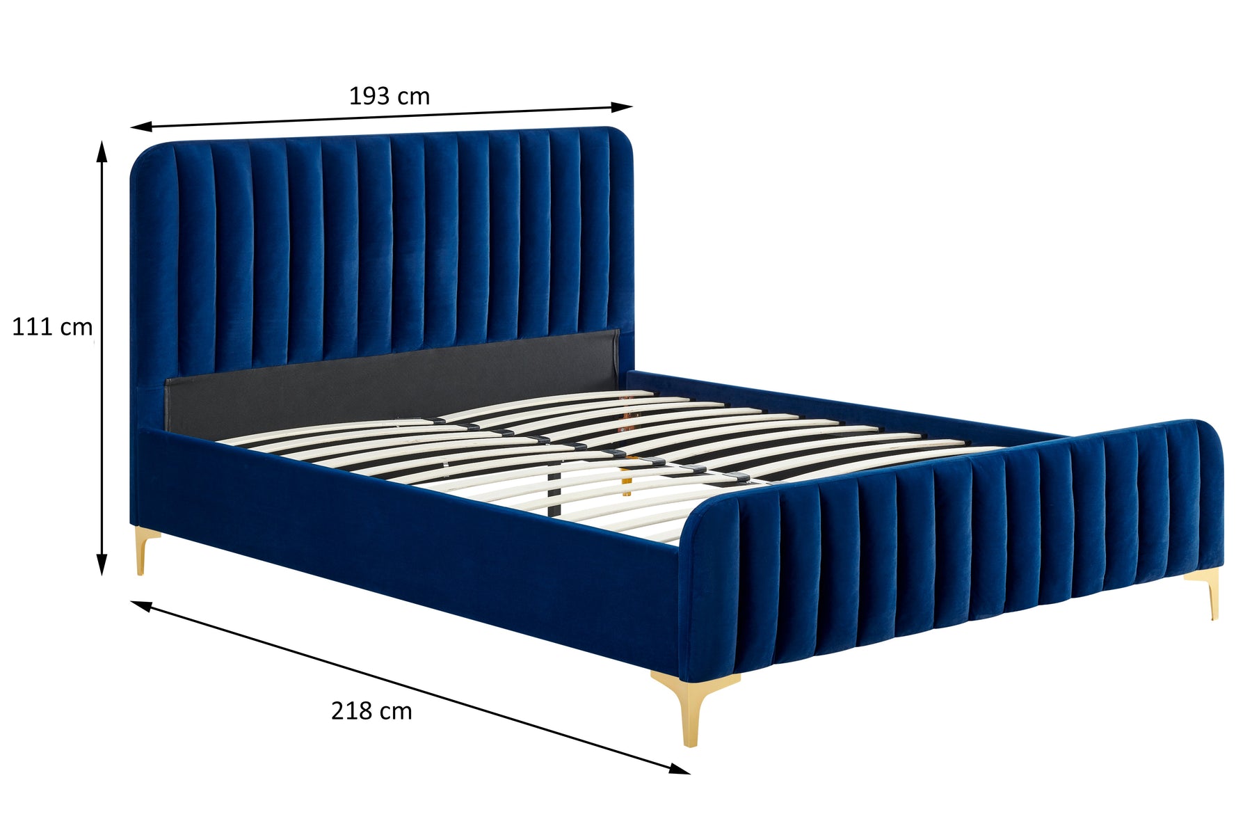 Shangri-La Victoria Bed Frame (Navy Velvet, King)