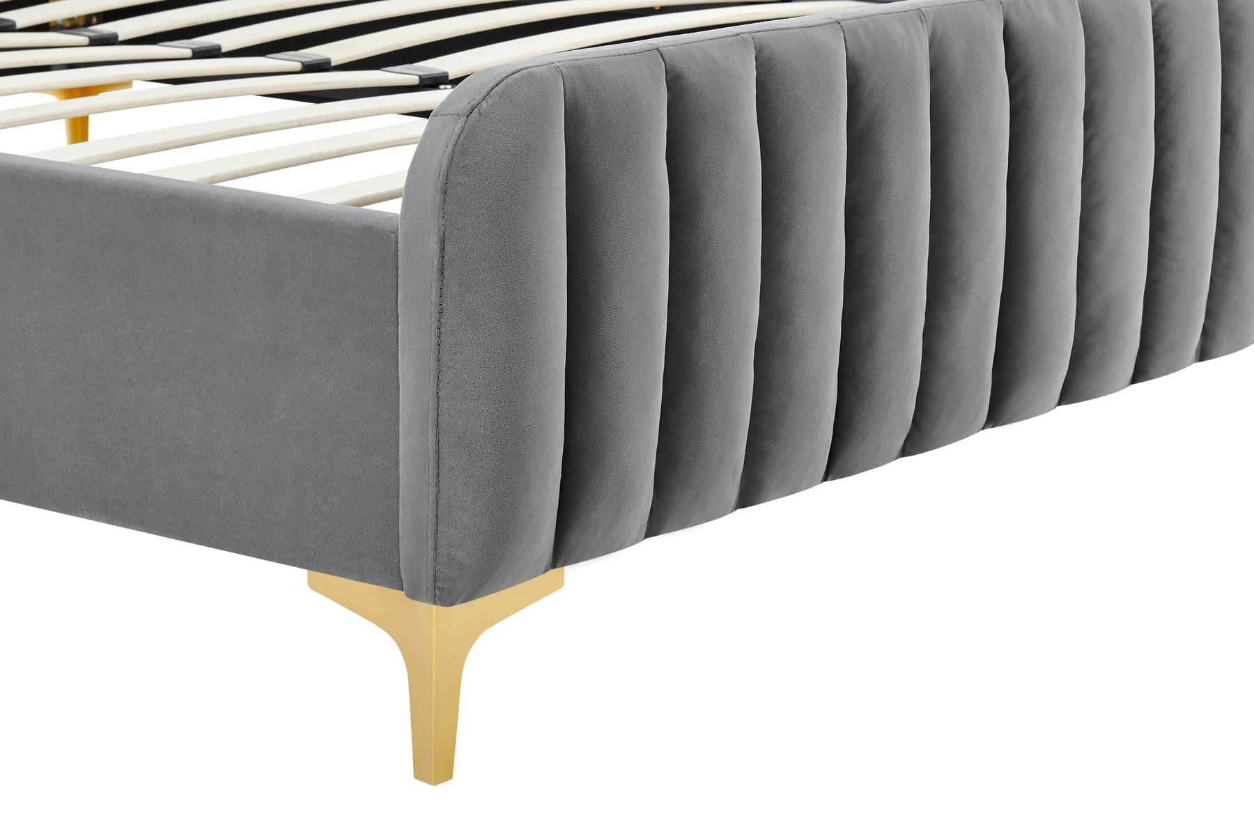 Shangri-La Victoria Bed Frame (Grey Velvet, Queen)