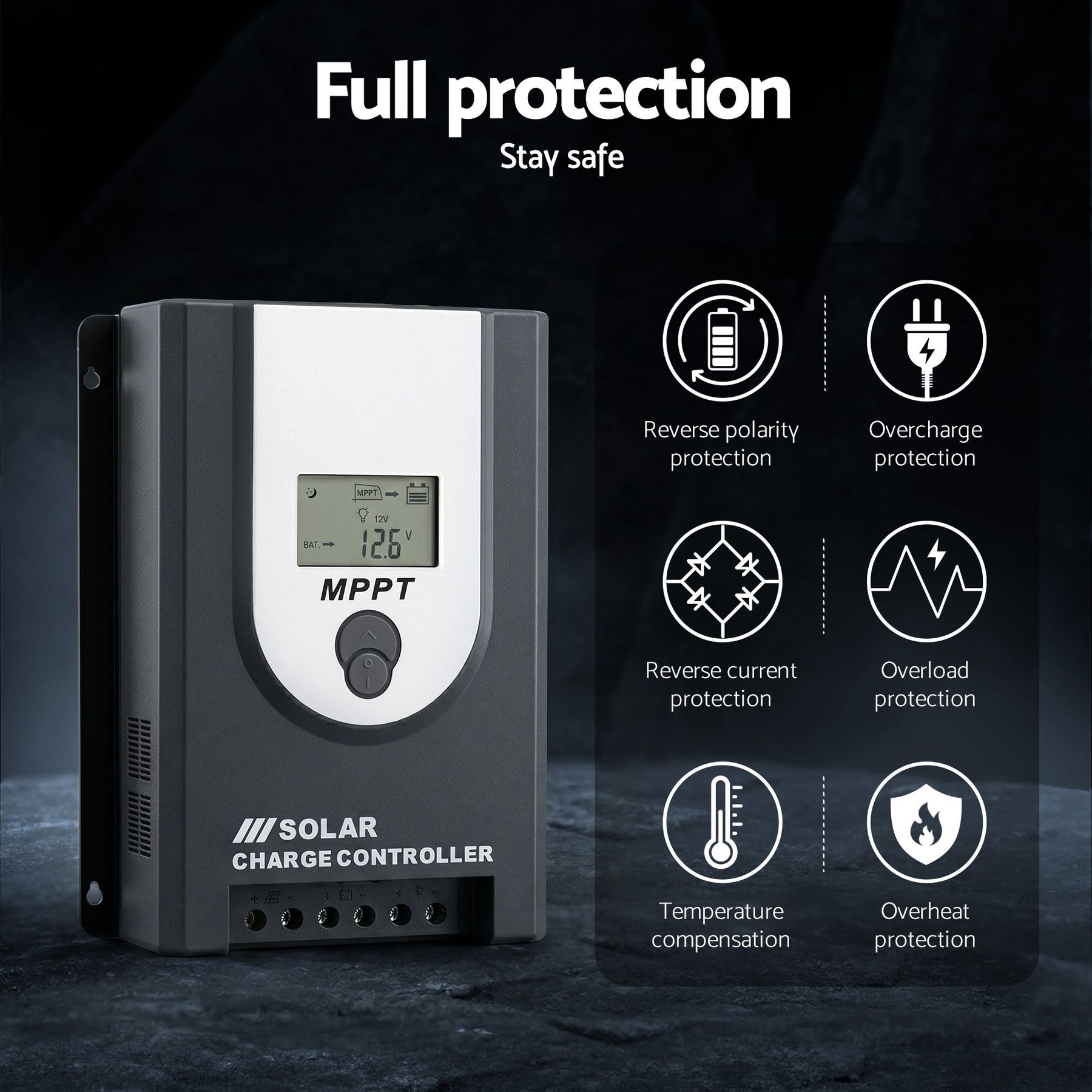 Giantz 50A MPPT Solar Charge Controller with Bluetooth