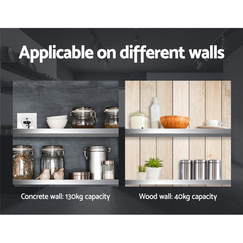 Cefito 900mm Stainless Steel Wall Shelf - Heavy-Duty, Rust-Proof, Easy Install - SuperSaverAU - view 2