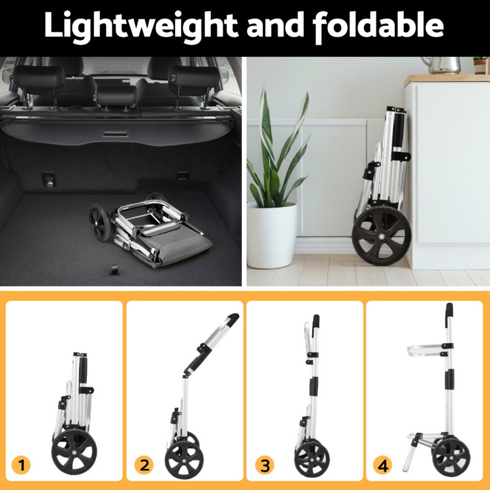 Emajin Foldable Shopping Trolley Cart 45KG Grey - SuperSaverAU - view 5