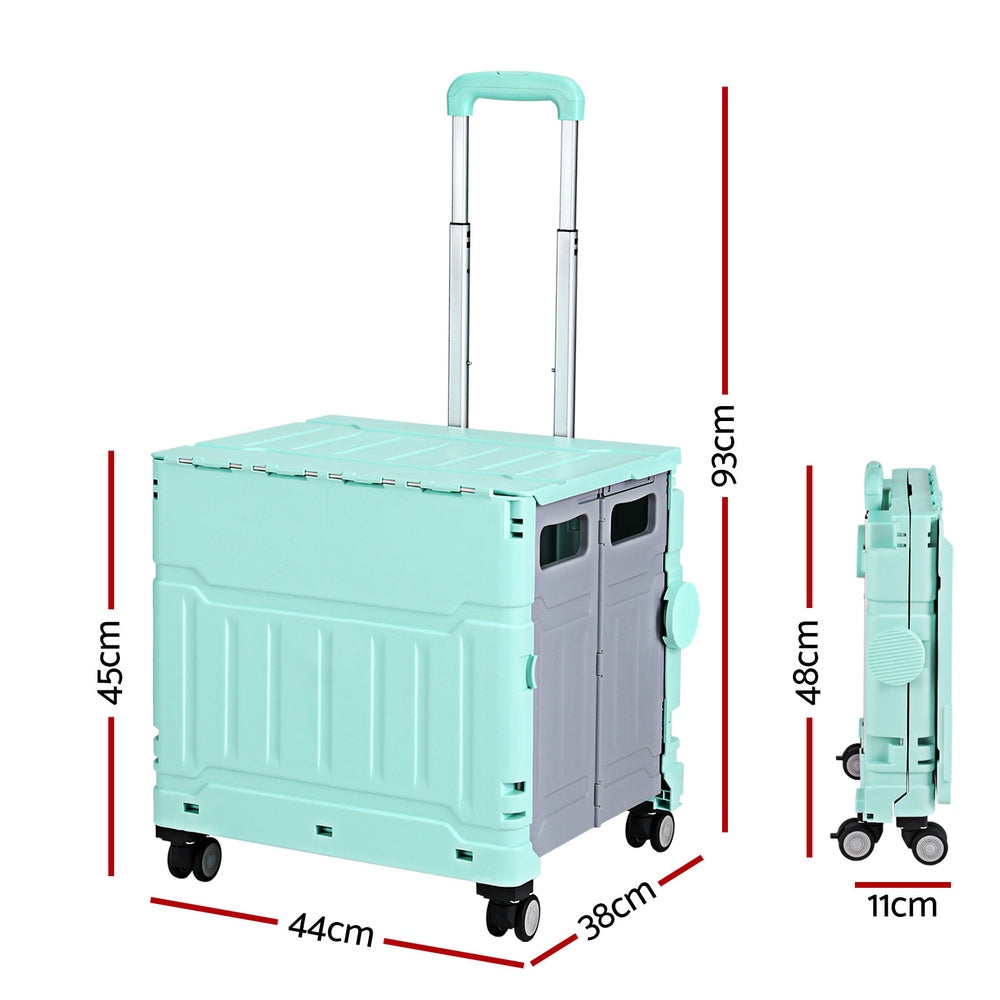 Emajin Foldable Shopping Trolley Cart 75L Green - SuperSaverAU - view 2