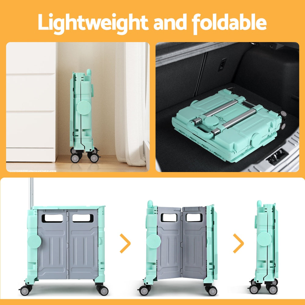 Emajin Foldable Shopping Trolley Cart 75L Green - SuperSaverAU - view 5