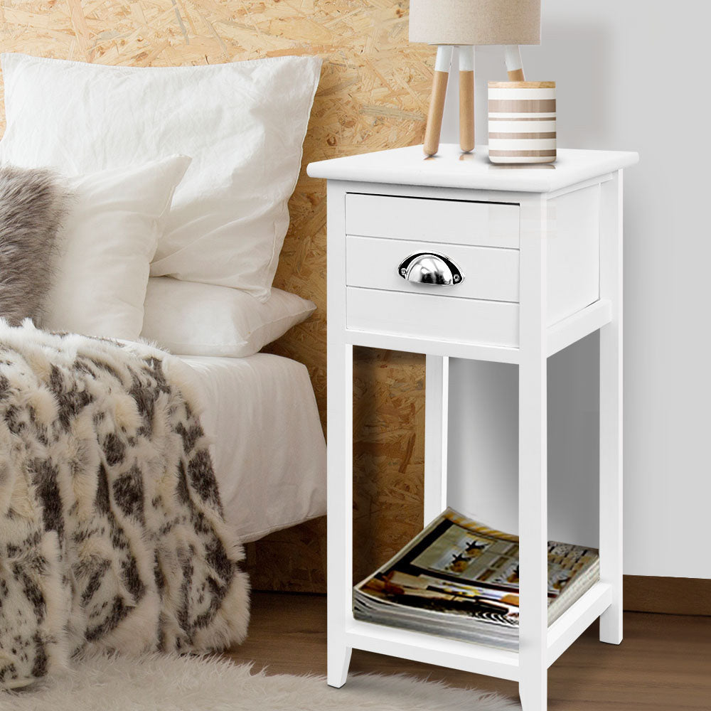 Artiss Vintage Bedside Table Thyme White - SuperSaverAU - view 7