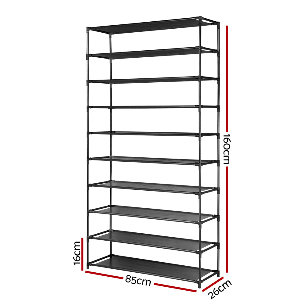 Artiss Shoe Rack Cabinet Stackable 50 Pairs 10-Tier Black - SuperSaverAU - view 4