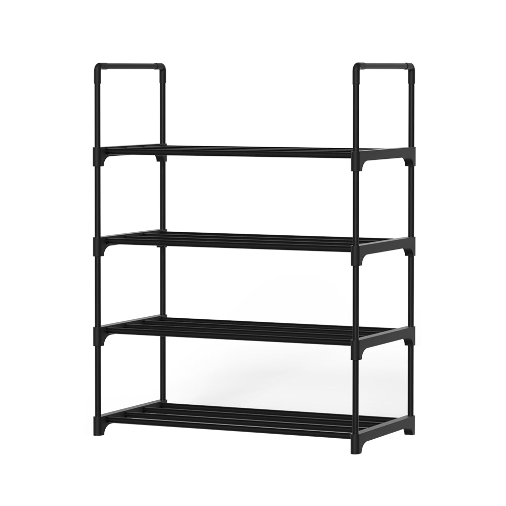 Artiss 4-Tier Shoe Rack, Stackable, Holds 12 Pairs, Black, Tool-Free Assembly - SuperSaverAU - view 3