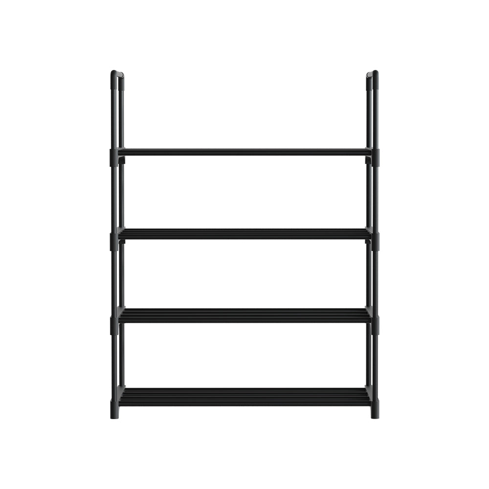 Artiss 4-Tier Shoe Rack, Stackable, Holds 12 Pairs, Black, Tool-Free Assembly - SuperSaverAU - view 5