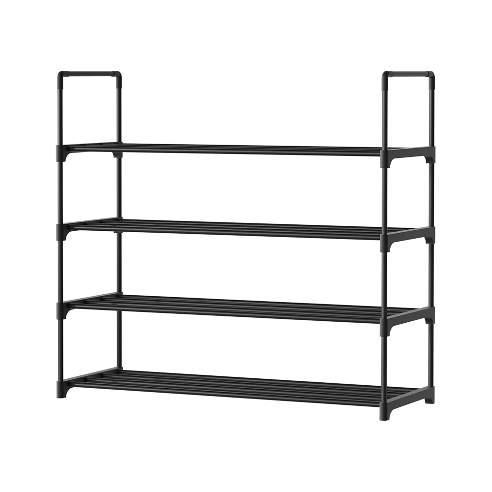 Artiss 80cm 4-Tier Stackable Shoe Rack for 16 Pairs - Black Metal Design - SuperSaverAU - view 3