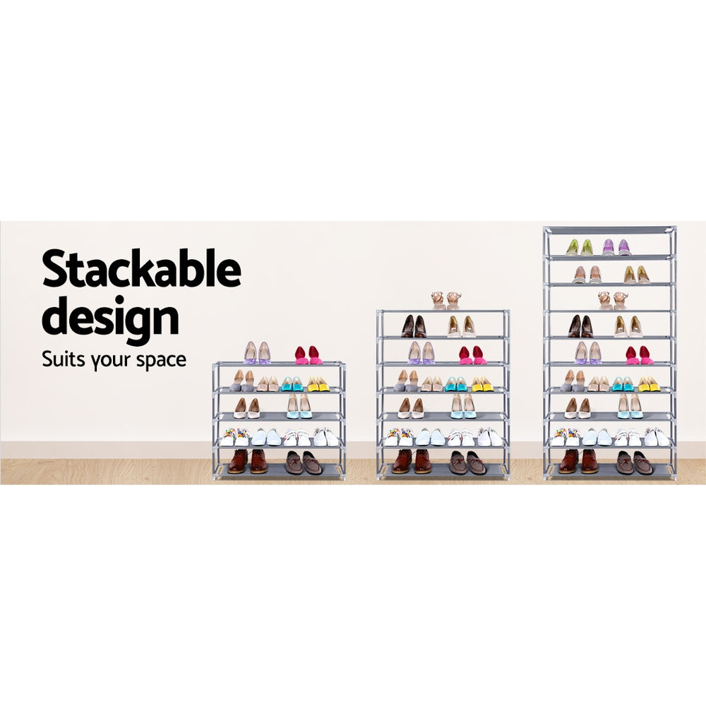 Artiss Shoe Rack Cabinet Stackable 10-Tier Grey - SuperSaverAU - view 6