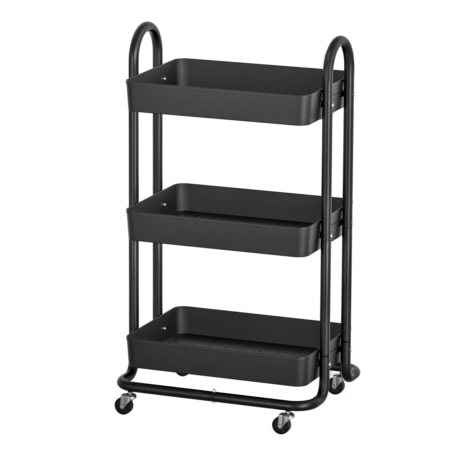 Artiss Black Storage Trolley - 3-Tier Kitchen Cart with Wheels - SuperSaverAU - view 1