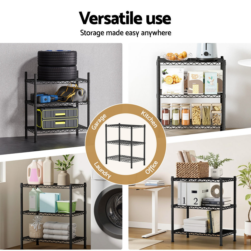 Artiss 3-Tier Adjustable Steel Shelving Unit for Efficient Storage - SuperSaverAU - view 5