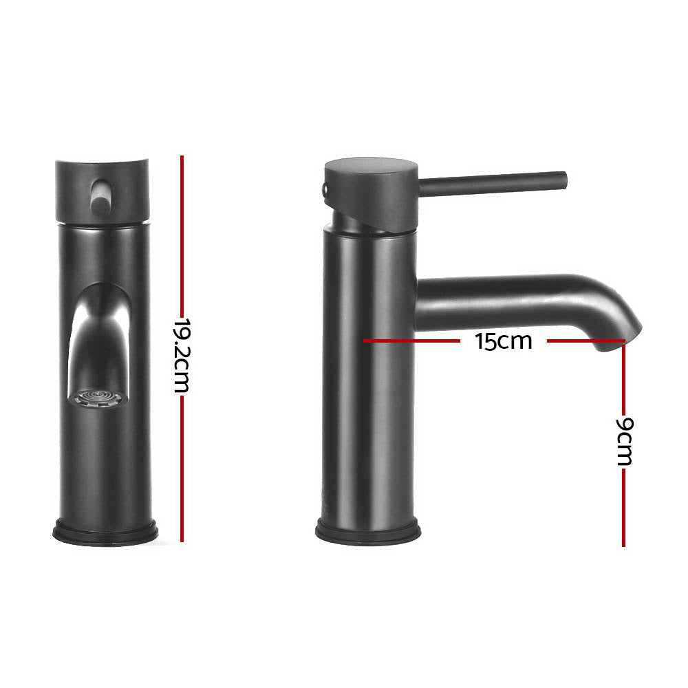 Cefito Bathroom Basin Mixer Tap 192mm Brass Matte Black 35mm-38mm Hole - SuperSaverAU - view 2