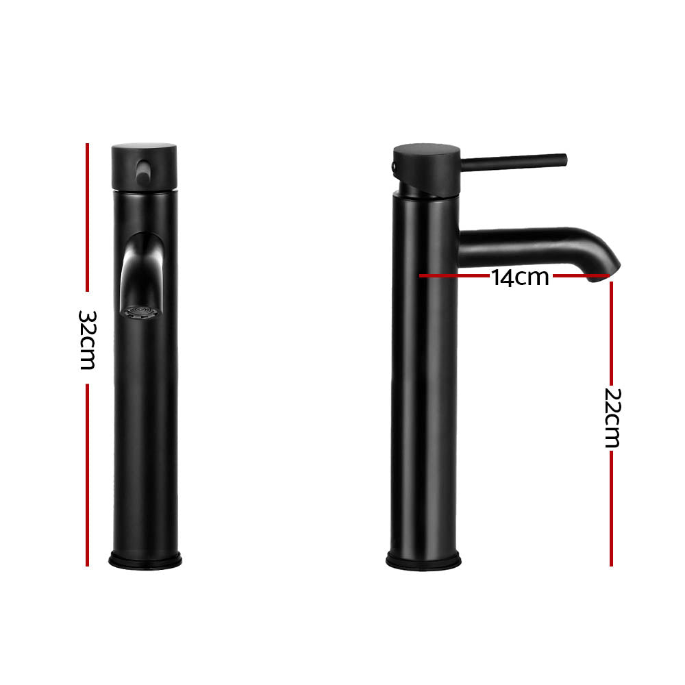 Cefito Bathroom Basin Mixer Tap Round Tall Faucet Vanity Laundry Black - SuperSaverAU - view 2