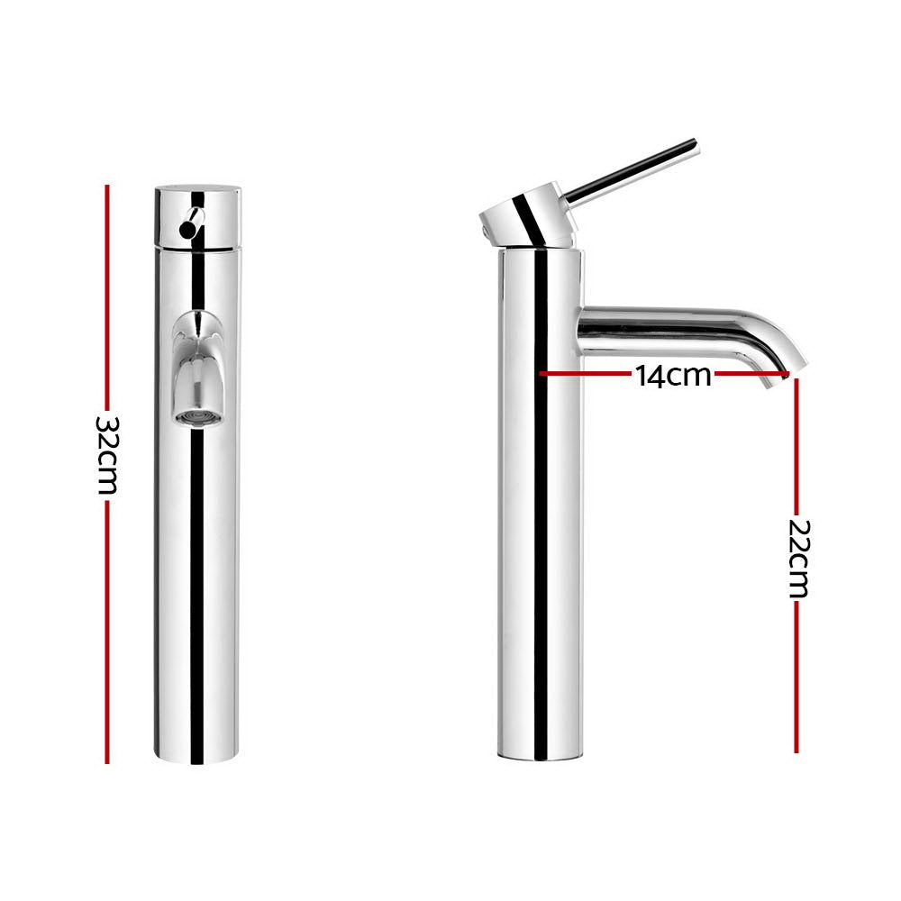 Cefito Bathroom Basin Mixer Tap Round Tall Faucet Vanity Laundry Chrome - SuperSaverAU - view 2