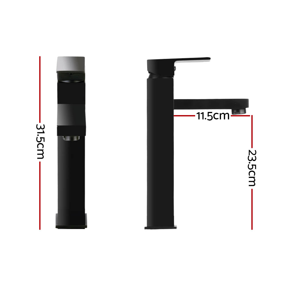 Cefito Bathroom Basin Mixer Tap Square Tall Faucet Vanity Laundry Black - SuperSaverAU - view 2