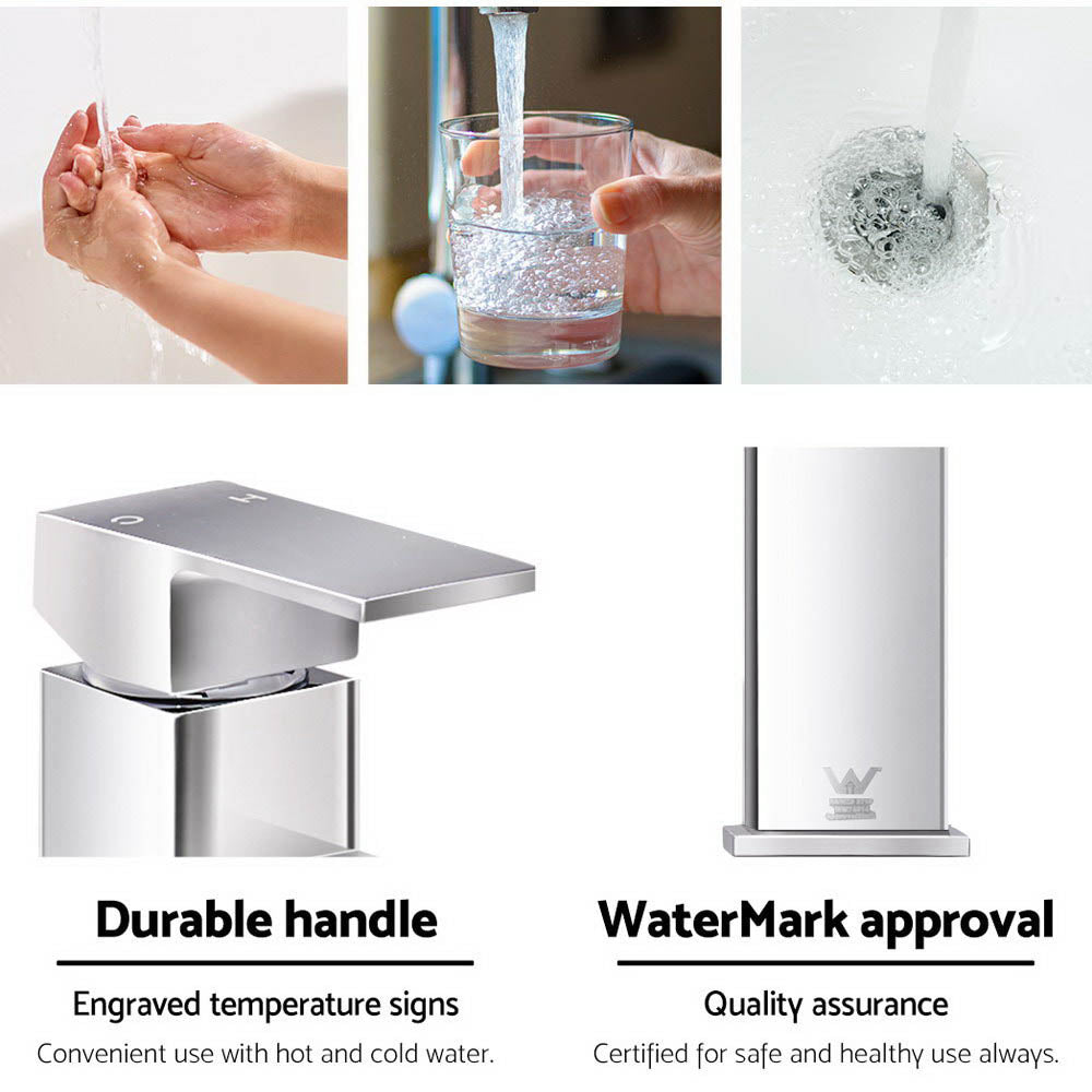 Cefito Bathroom Basin Mixer Tap Square Tall Faucet Vanity Laundry Chrome - SuperSaverAU - view 7