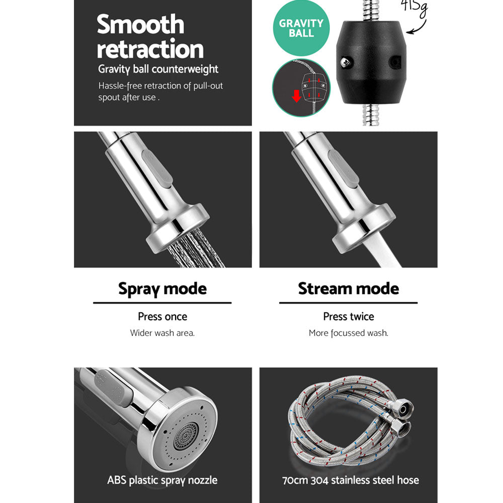 Cefito Kitchen Mixer Tap Pull Down Chrome 2 Modes - SuperSaverAU - view 6
