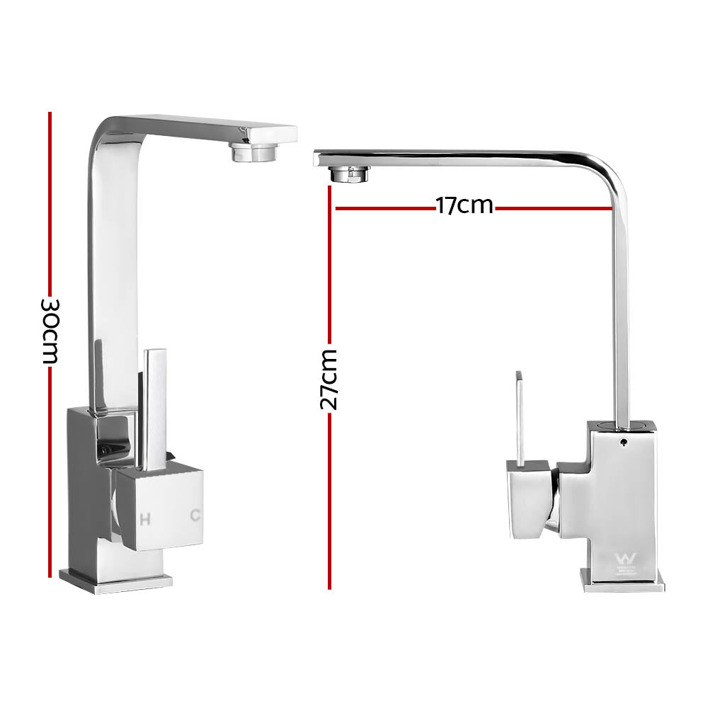 Cefito Kitchen Mixer Tap Mixer Square Sink Faucet Basin Laundry Chrome - SuperSaverAU - view 2