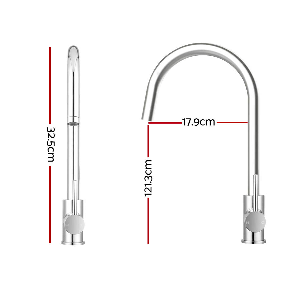 Cefito Kitchen Mixer Tap Mixer Round Sink Faucet Basin Laundry Chrome - SuperSaverAU - view 2