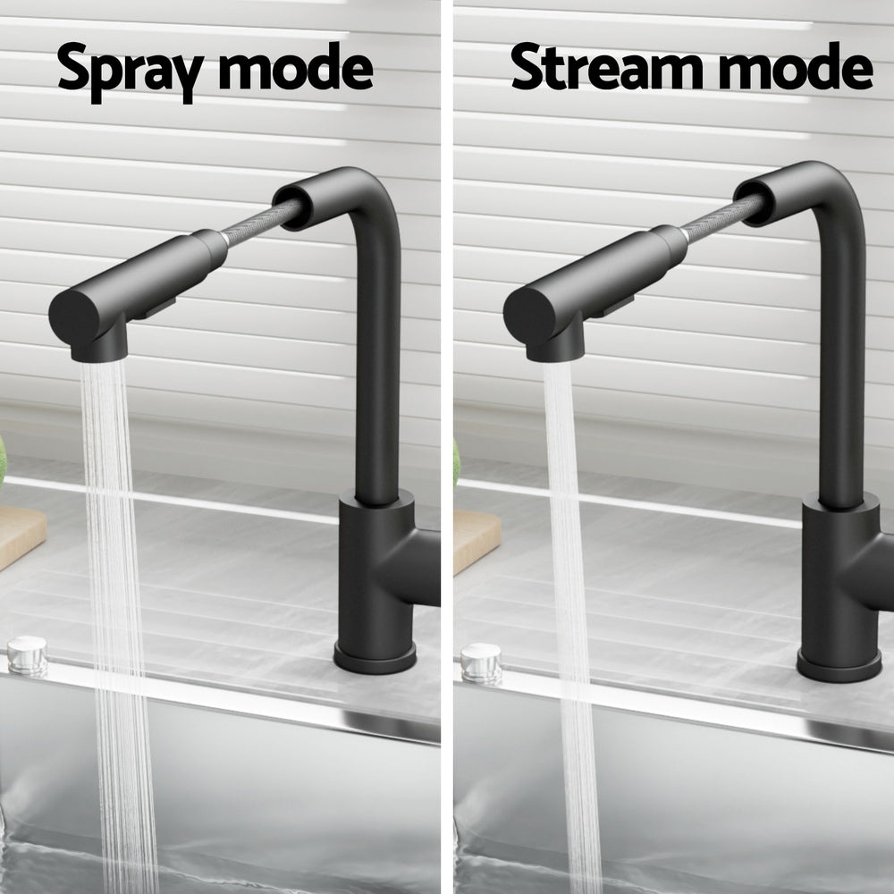 Cefito Pull-Out Kitchen Mixer Tap Black 2 Mode Sink Faucet WELS - SuperSaverAU - view 5
