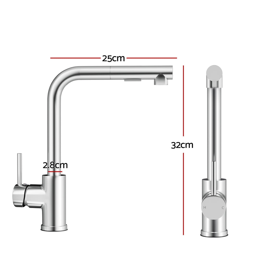Cefito Pull-Out Kitchen Mixer Tap Chrome 2 Mode Sink Faucet WELS - SuperSaverAU - view 2