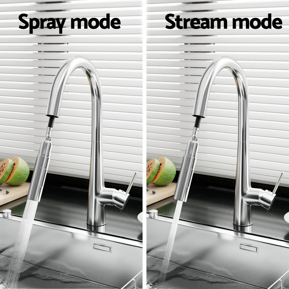 Cefito Pull-Out Round Kitchen Mixer Tap Chrome 2 Mode Sink Faucet WELS - SuperSaverAU - view 5