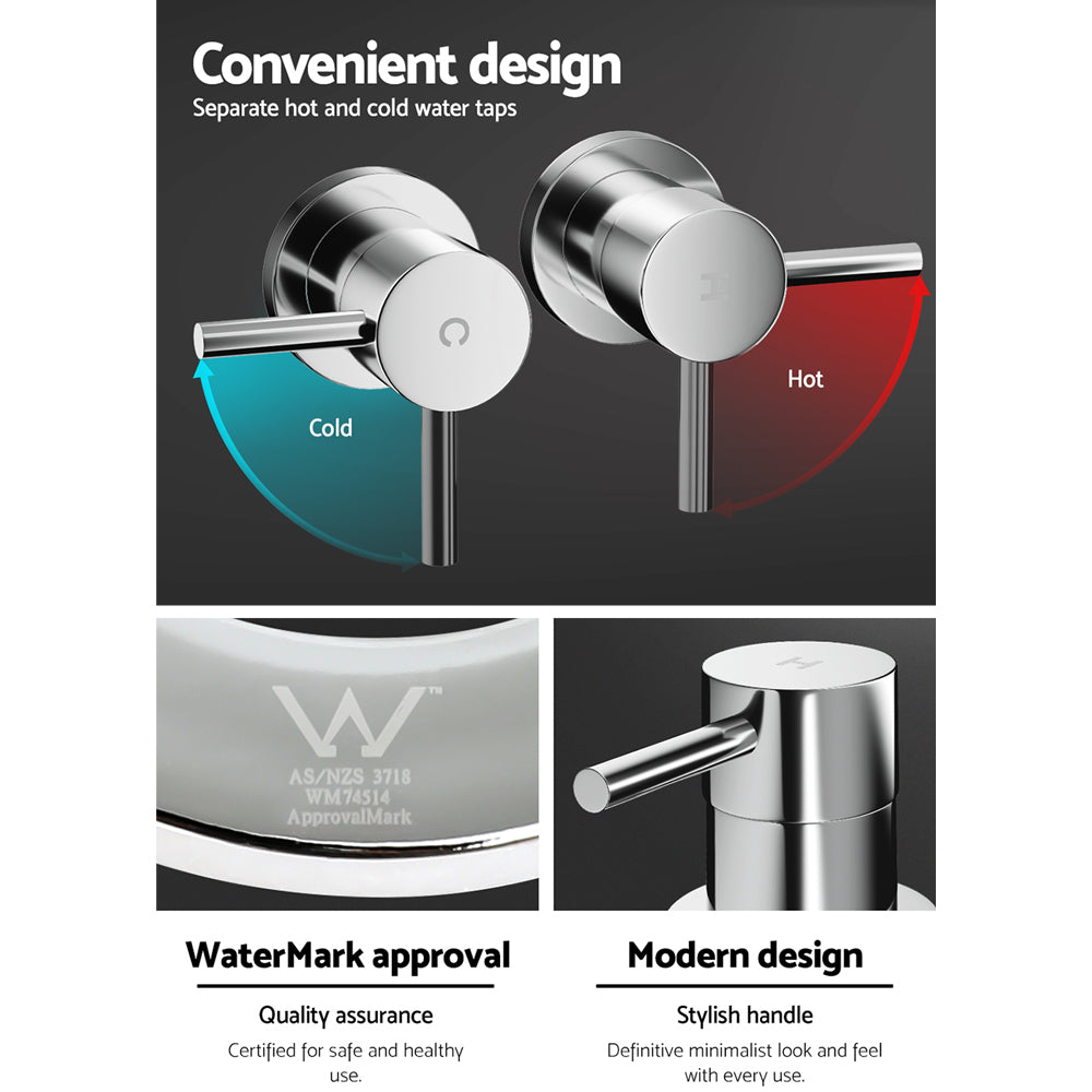 Cefito Twin Basin Taps Chrome Brass Faucet Hot & Cold Water Drip-Free 25mm - SuperSaverAU - view 7