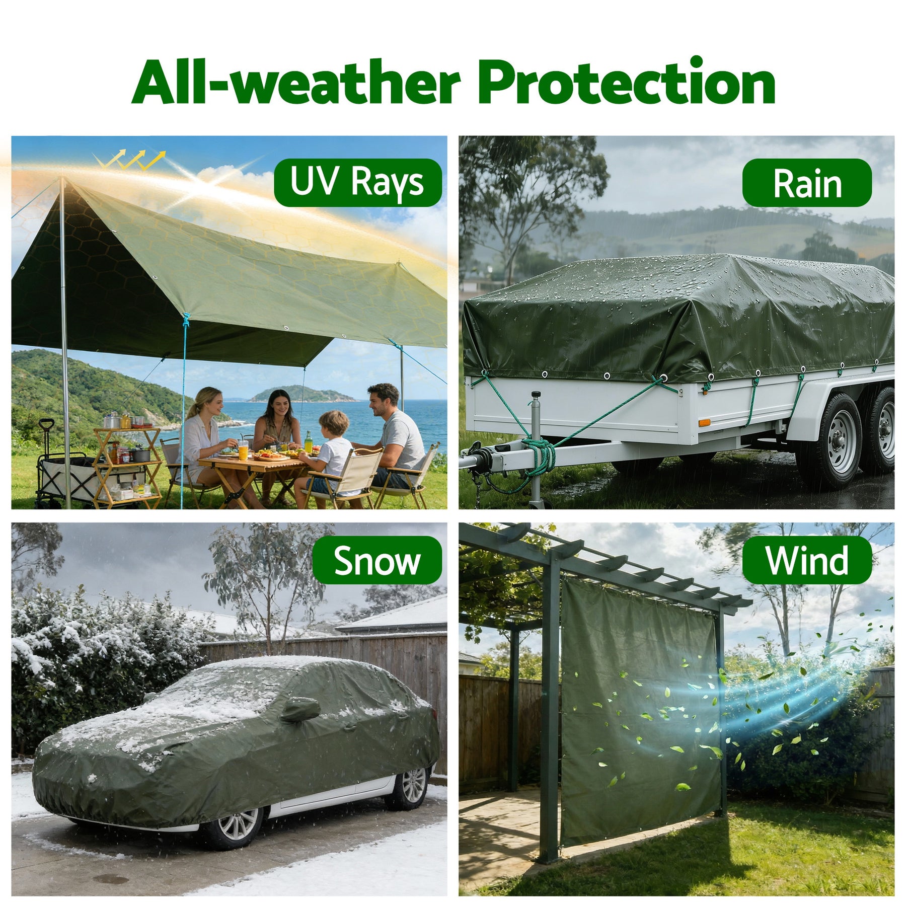 Instahut Heavy Duty Canvas Tarp 600GSM - 2 x 3m
