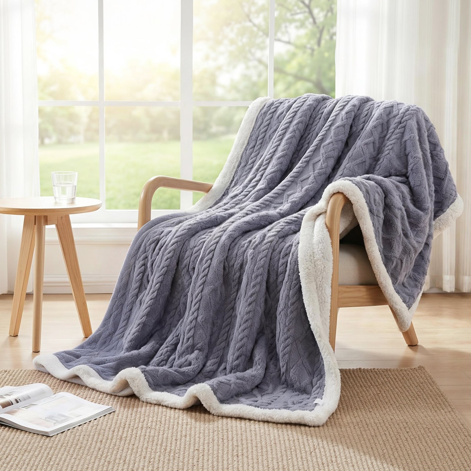 Giselle Bedding Double-Sided Fleece Throw Blanket – Grey 203 x 230cm