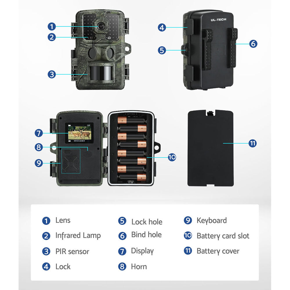 UL-tech 4K 16MP Trail Camera with Night Vision - Camouflage