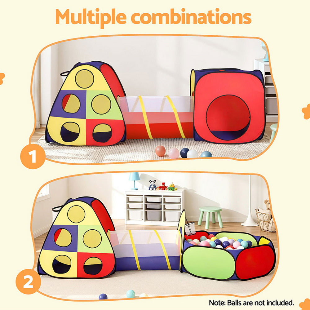 Keezi Kids Play Tent Teepee 80cm x 80cm with Ball Pit, Tunnel & Carry Bag - SuperSaverAU - view 5