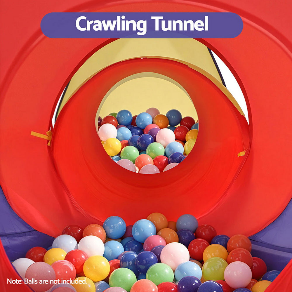 Keezi Kids 3-in-1 Play Tent, Teepee 80cm, Cube Playhouse, Crawling Tunnel - SuperSaverAU - view 6