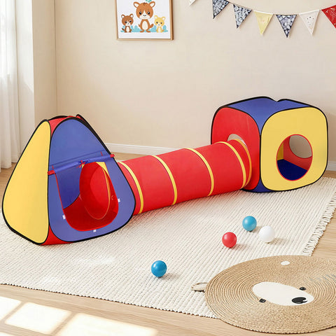 Keezi Kids 3-in-1 Play Tent, Teepee 80cm, Cube Playhouse, Crawling Tunnel - SuperSaverAU - view 1