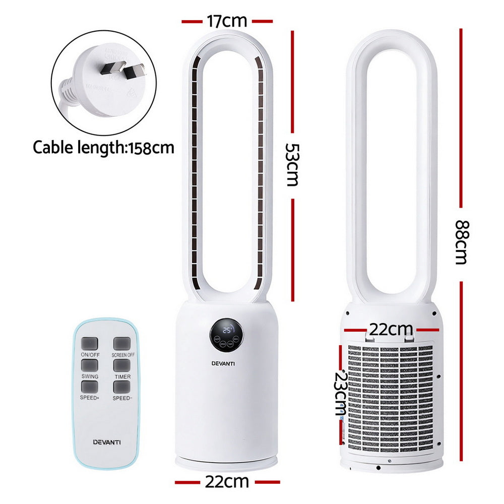 Devanti 88cm Bladeless Fan with Remote - Air Purification & Cooling - SuperSaverAU - view 2
