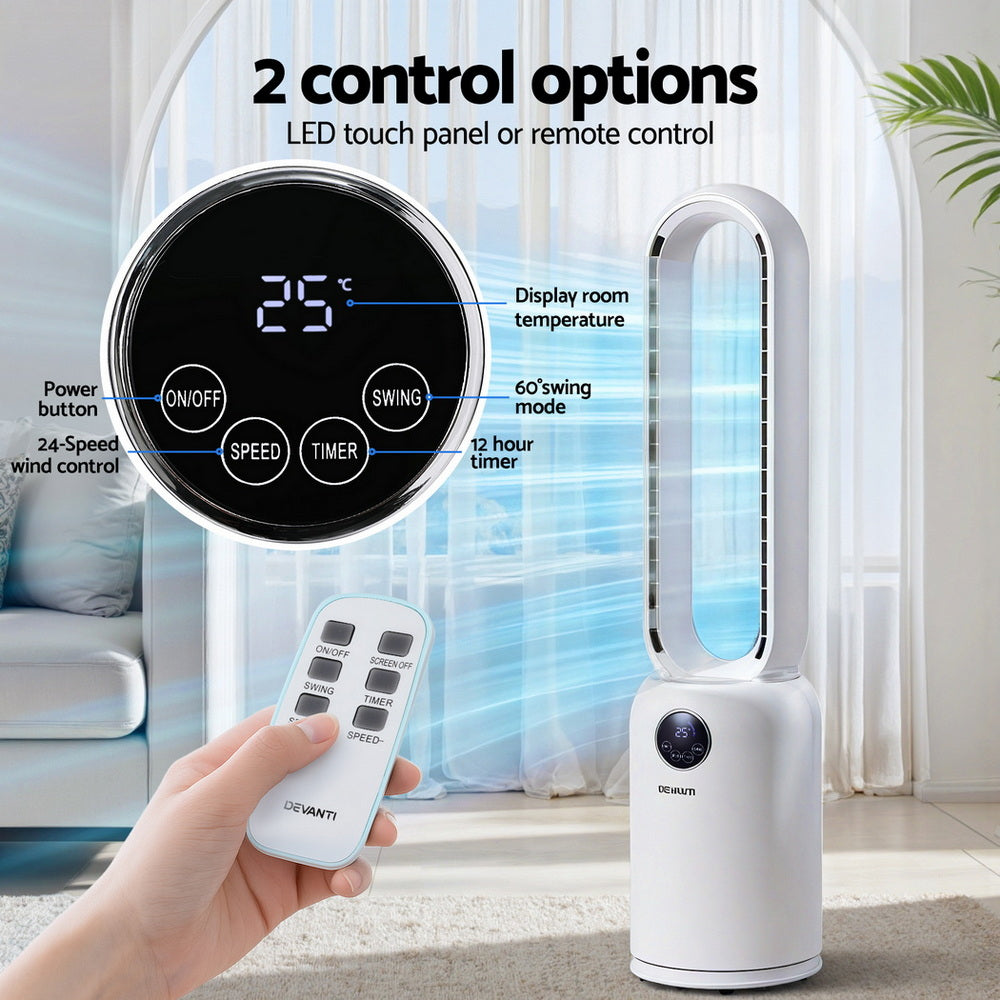 Devanti 88cm Bladeless Fan with Remote - Air Purification & Cooling - SuperSaverAU - view 5